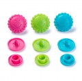 21 Stk. Prym Love Color Snaps, Blume, 13,6mm, trkis/grn/pink 393081