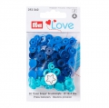 30 Stk. Prym Love Color Snaps, Stern, 12,4mm, blau/trkis/tinte 393060