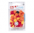 21 Stk. Prym Love Color Snaps, Blume, 13,6mm, gelb/rot/orange 393080