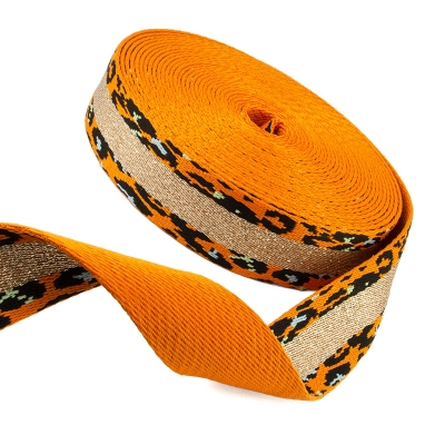 Lurex-Gurtband 38mm Leopard orange