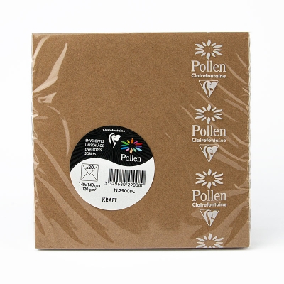 20 Clairefontaine Pollen Umschlge 140 x 140 mm kraft